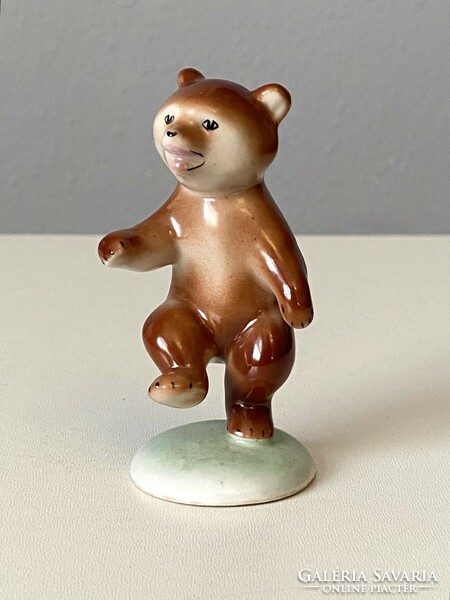 Dancing bear teddy bear painted drasche porcelain figure 9 cm