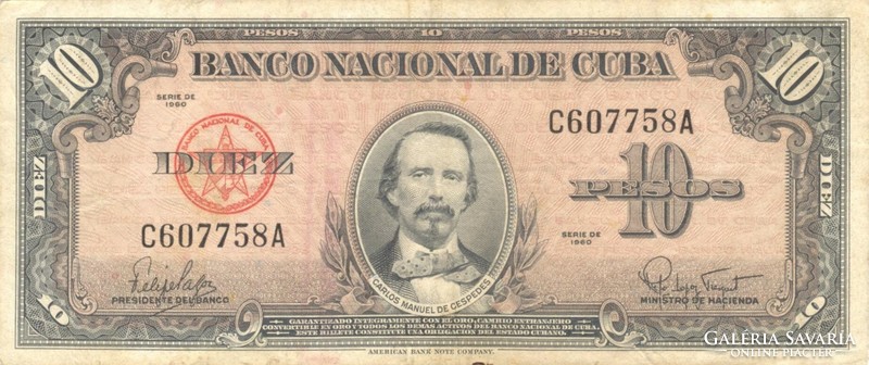 10 Peso pesos 1960 cuba 2.
