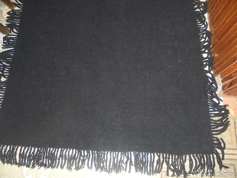 Old Berliner scarf, fringed wool shoulder scarf - large size - folk, peasant