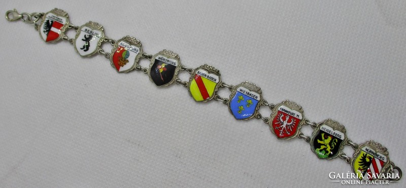 Special silver bracelet with enamel German coat of arms in wonderful condition