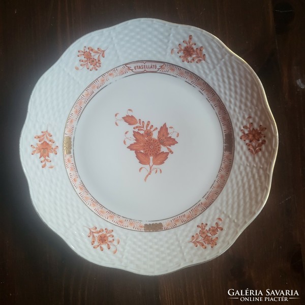 1959-os Herendi jelzésű porcelán tányér 20 cm átmérővel, apponyi mintás, Utasellátó a sormintában
