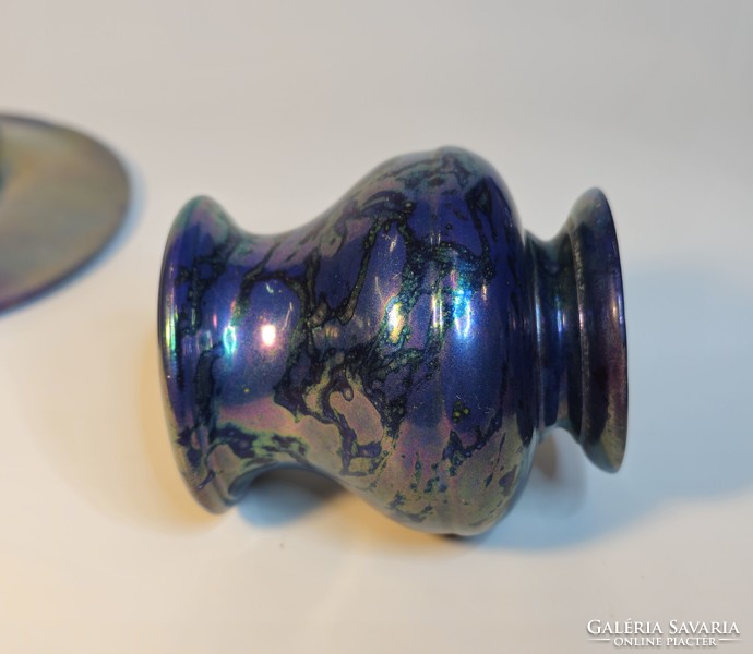 Zsolnay labrador glaze small vase with plate