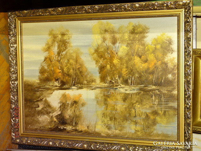 László Bubelényi (Ungvár 1953 - 2018): waterside reflection (trees in autumn colors) 1997