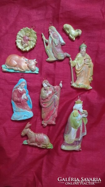 Kis karácsonyfadíszek, festett gipsz betlehem  kollekció