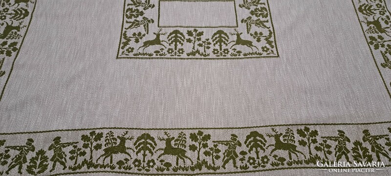Old hunting tablecloth, military tablecloth (m4387)