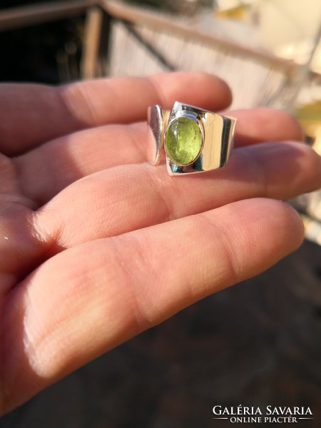 Beautiful silver ring with green tourmaline stones