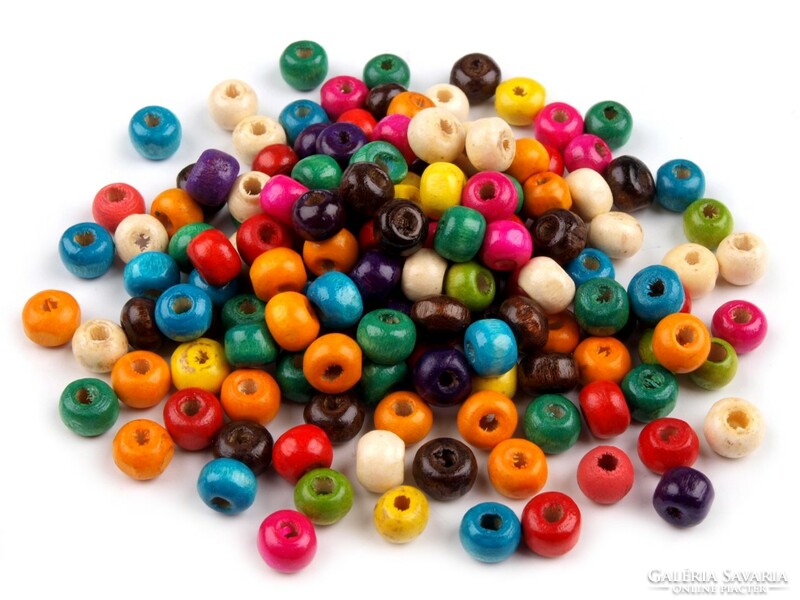 Pack of 100 6mm wooden beads in mixed colors