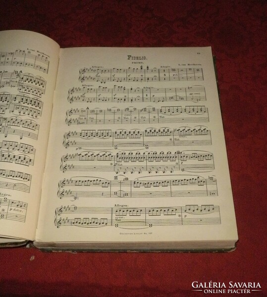 Régi zongora kotta, 4 kezes, 1870 körül, Beethoven, Weber, Mozart, Brahms