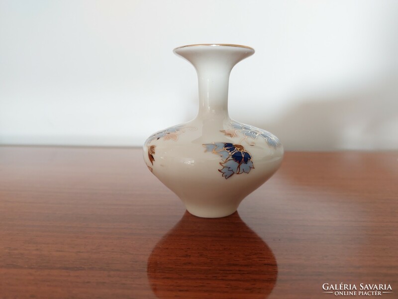 Régi Zsolnay porcelán váza kék búzavirág mintás