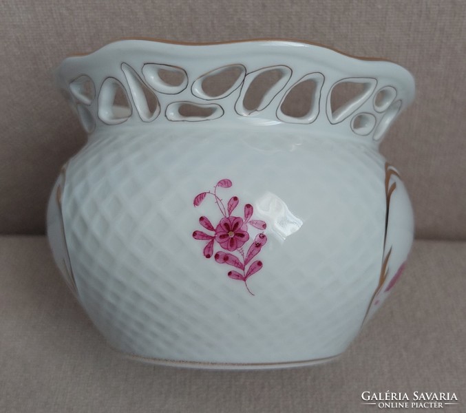Appony pattern Herend porcelain vase with openwork edge in perfect condition