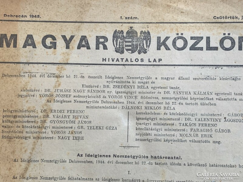 Hungarian Gazette 1945 No. 1 and 17 more until May 1945