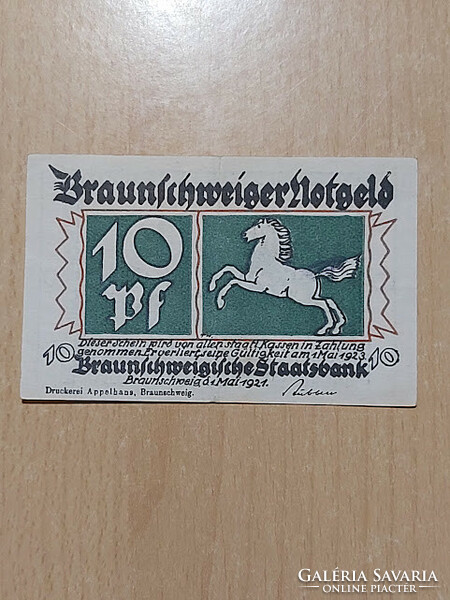 NÉMET 10 PFENNIG 1921  Braunschweig  NOTGELD