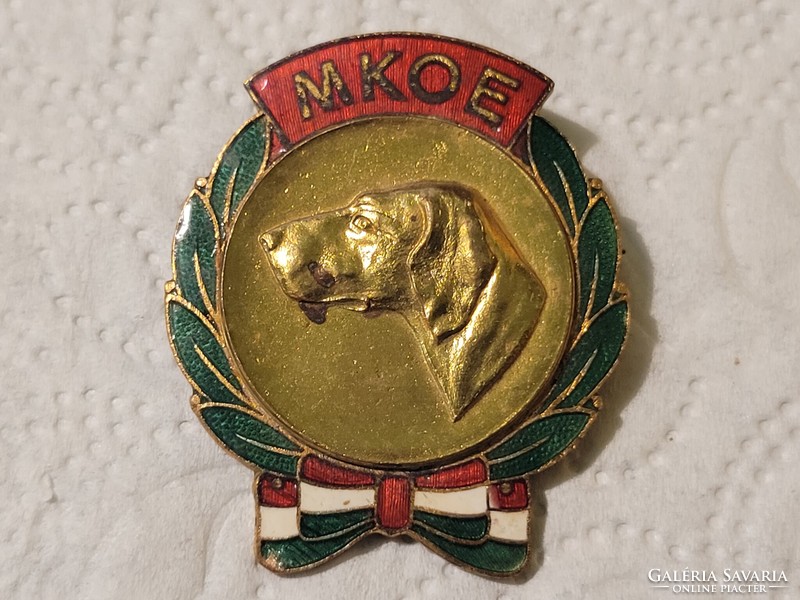 Mkoe large enamel badge (national association of Hungarian dog breeders) 4*4.7 cm