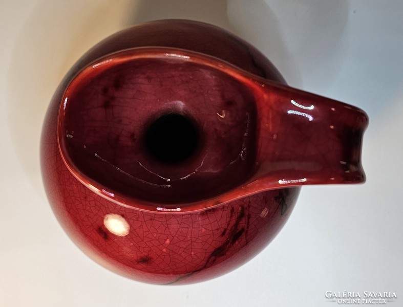 Zsolnay, red and black glazed jug