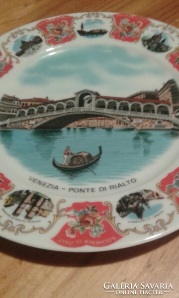 Porcelán tányér Velencéből - a Sóhajok Hídjáról