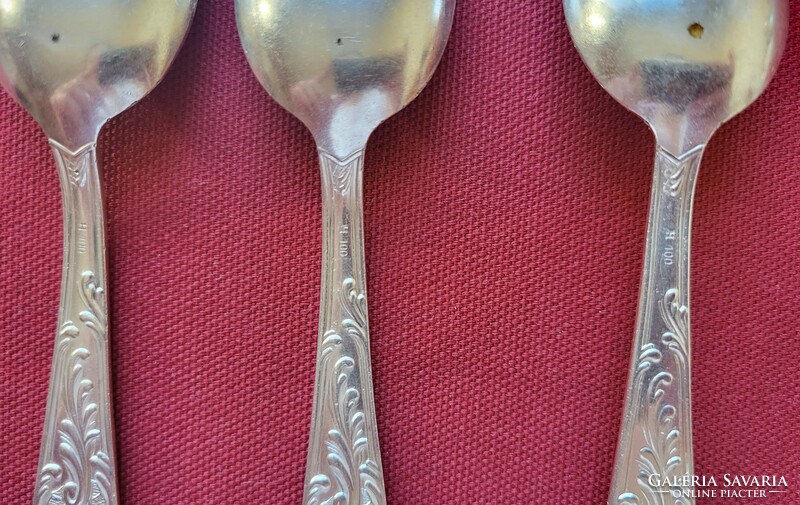 3 silver-plated small spoons marked h 100, cutlery in silver color
