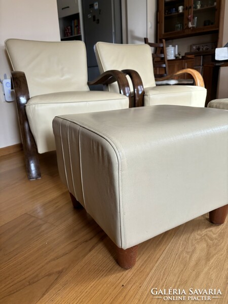 2 art deco armchairs with footrest for sale