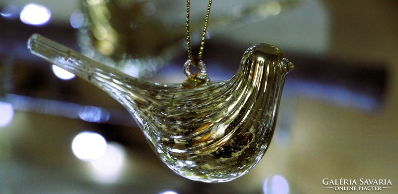 6 Pieces of gold-colored glass bird Christmas tree decoration ii.