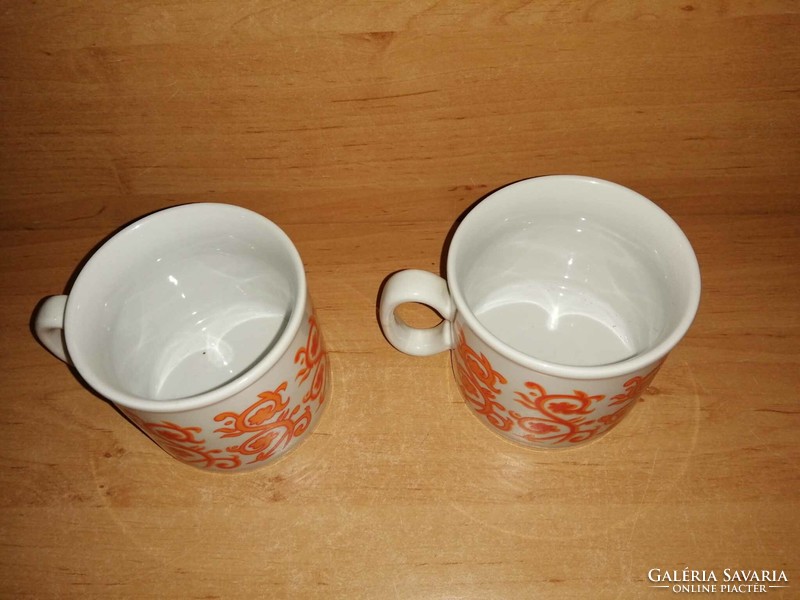 Pair of Zsolnay porcelain mugs with orange tendril pattern (po-4)