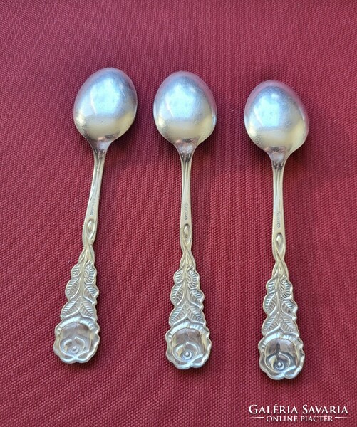 3 silver-plated rose spoons with bmf 100 marking cutlery silver color