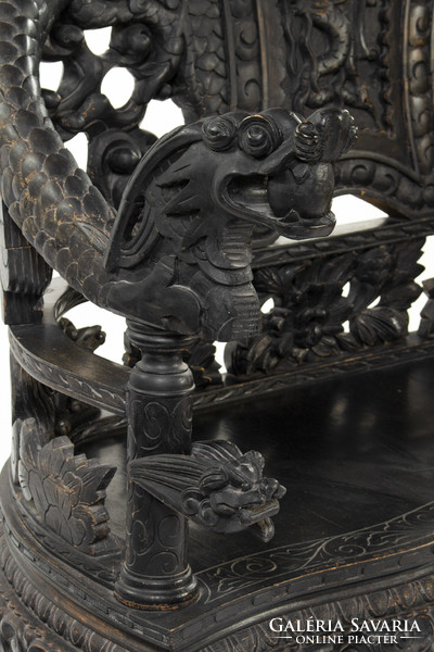 4-piece Japanese(?) / Chinese(?) style, richly carved, dragon seating set