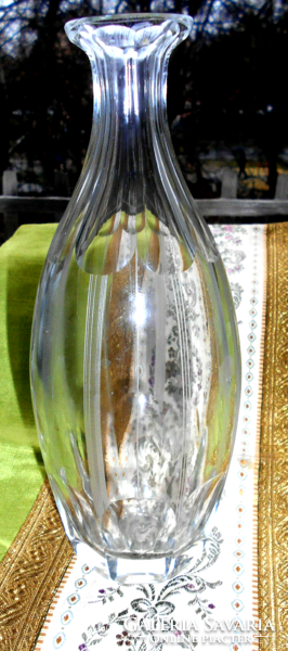 Antique glass bottle with cut-polished pattern on sheets - thick heavy piece