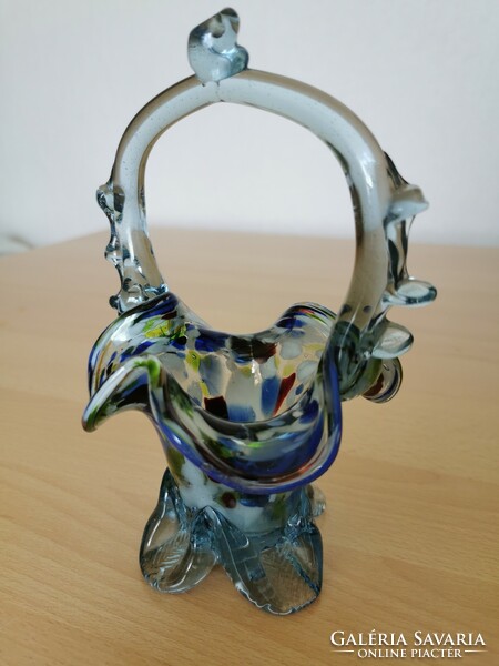 Újt üveg BOHEMIA művészi üveg kosár 19 cm