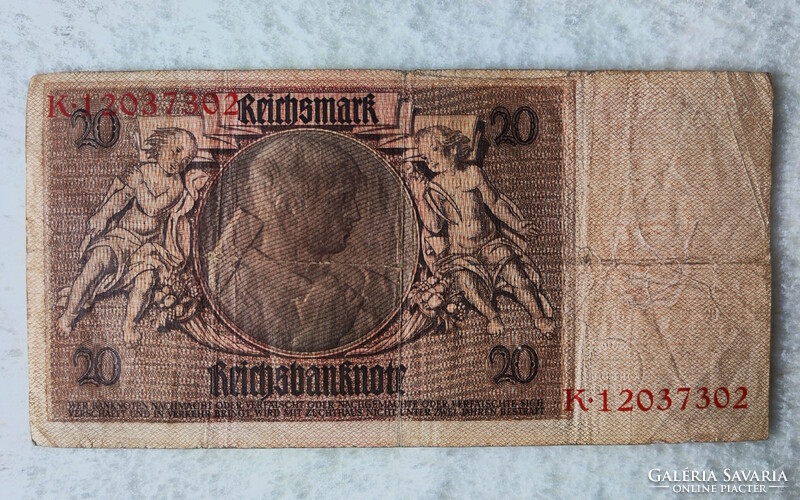 1929-es birodalmi 20 márka (VF-) Német weimari köztársaság | 1 db bankjegy