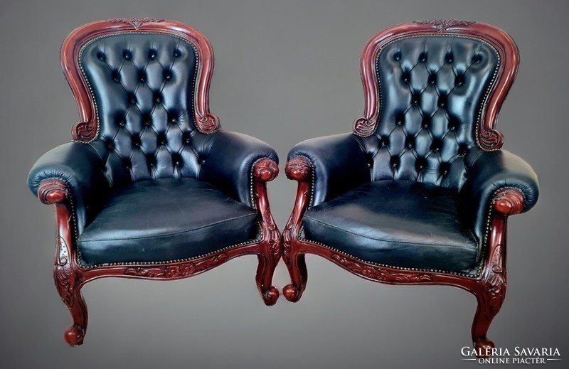 A787 Chesterfield neo-baroque leather armchair