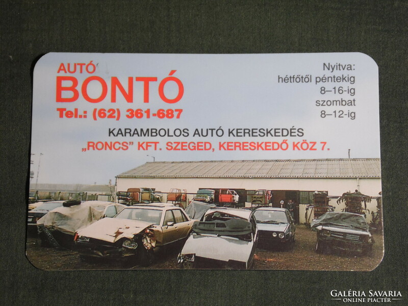 Card calendar, car wrecker, Szeged, 1997, (5)
