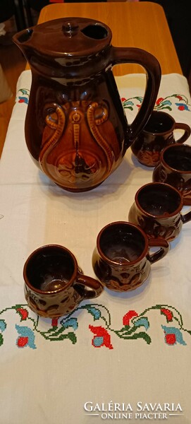 Rarity! Popular glazed ceramic wine set