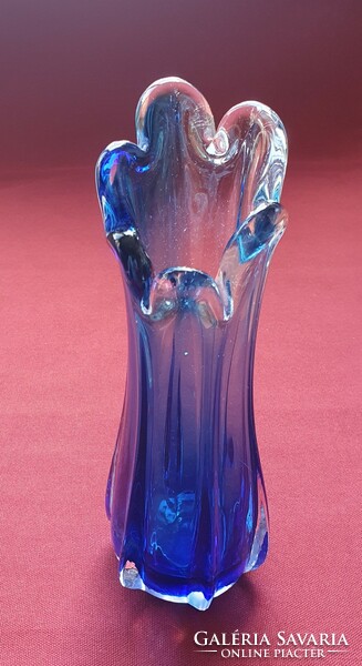 Glass vase blue decoration