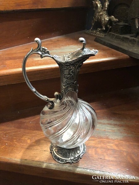 xv. Louis period Cristofle sterling silver decanter, crystal, 26 cm.