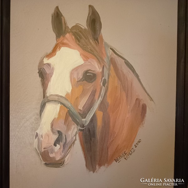 Horse portrait oil wood fiber