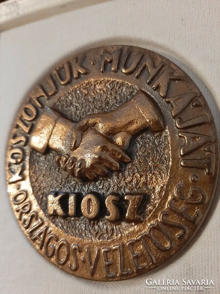 Kiosz national organization of small craftsmen bronze plaque thank you for your work national management