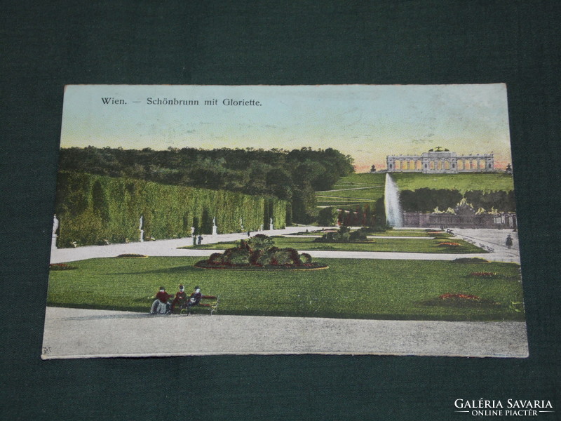 Postcard, postcard, Austria, Vienna. Schönbrunn mit gloriette castle park detail