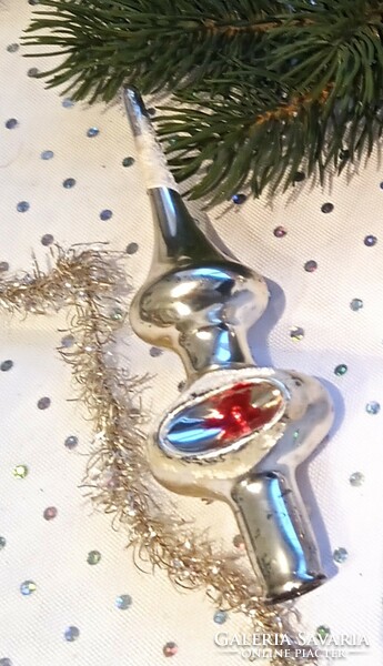 Retro Soviet glass reflective Christmas tree ornament small top decoration 14cm