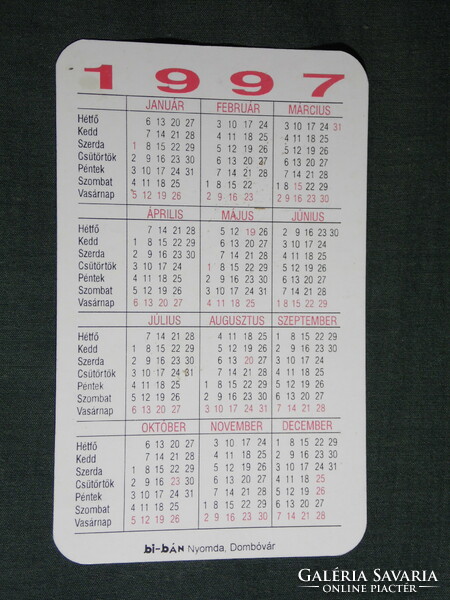 Card calendar, Skik Somogyi Chamber of Commerce and Industry, Kaposvár, 1997, (5)
