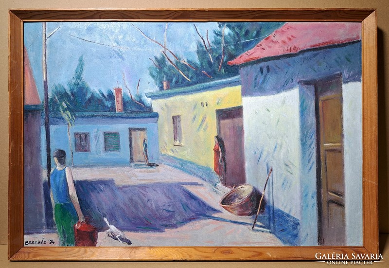 Barabás Lajos: Udvarrészlet, 1994 (olajfestmény) kortárs festőművész