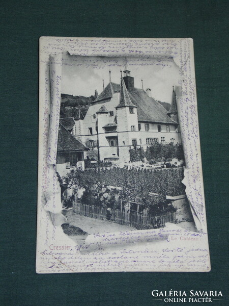Postcard, postcard, Switzerland Cressier le chateau, castle view, detail