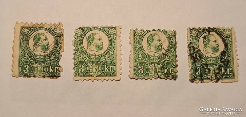 1871. Copper print 3 kr personal delivery Budapest, or by post. 4 Pcs.
