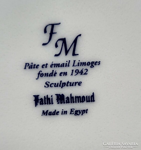 6db egyiptomi Fathy Mahmoud porcelán csészealj csomag tányér kistányér arany kék mintával