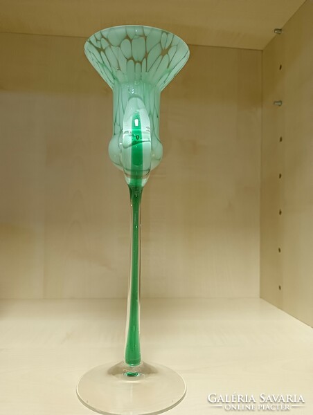 Vintage green glass candle holder