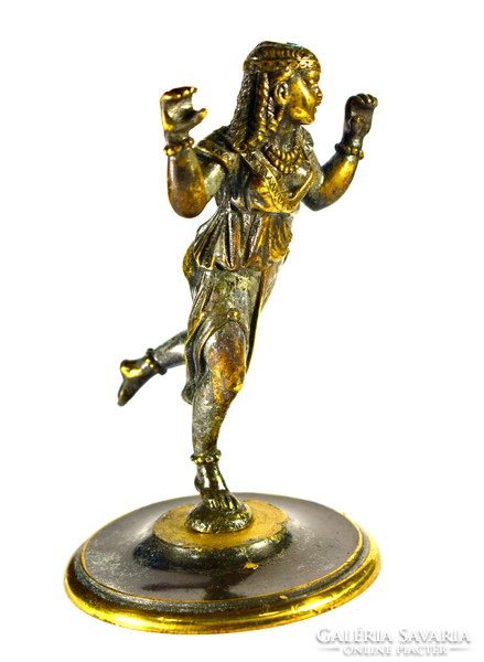 Ancient woman dancing (?) Patinated bronze statue