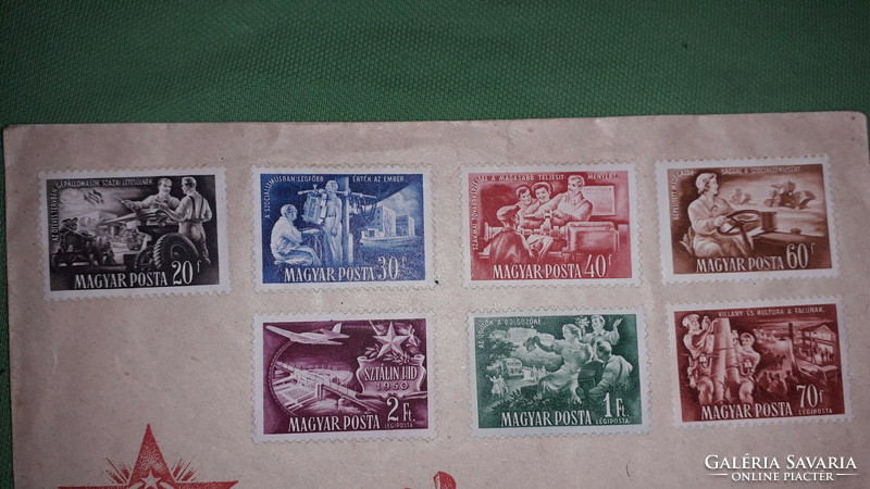 1950 -51 RÁKOSI - ÉRA Munkás paraszt bélyegsor korabeli borítékon postatisztán a képek szerint