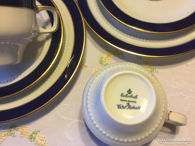 A wonderful Eschenbach, cobalt cup, with saucer, cookie plate