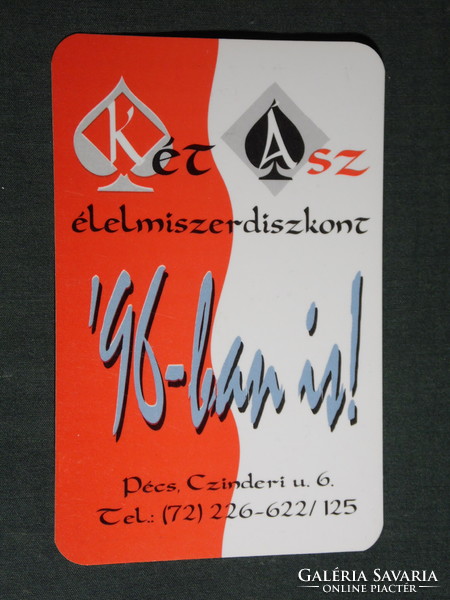 Kártyanaptár, Két Ász élelmiszer diszkont üzlet, Pécs, 1996,   (5)