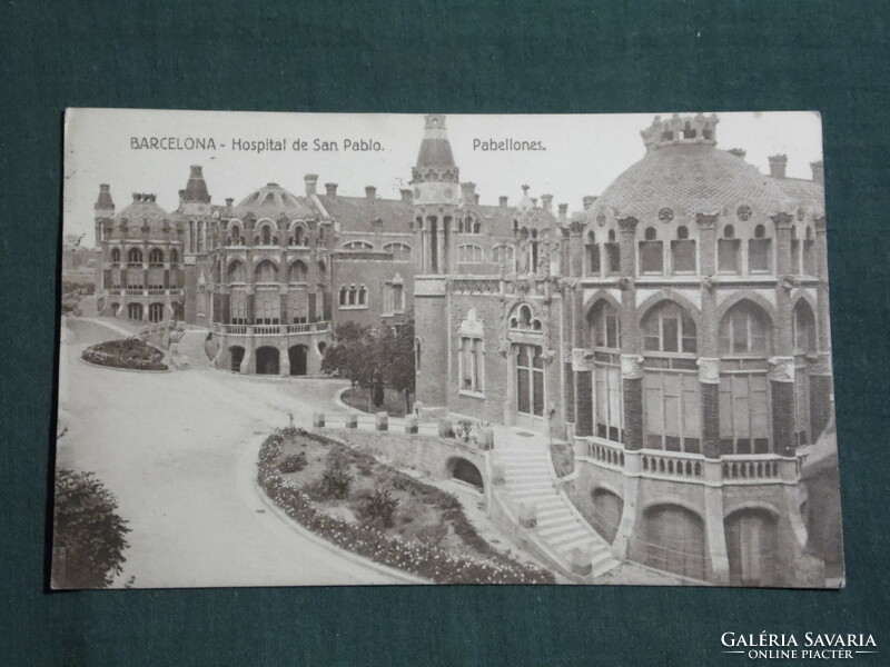 Képeslap, Postkarte, Spanyolország, BARCELONA Hospital de San Pablo.  Pabellones.