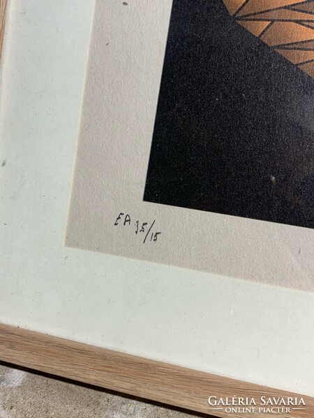 Vasarely jelzéssel  szitanyomat, 30 x 40 cm-es nagyságú ritkaság.