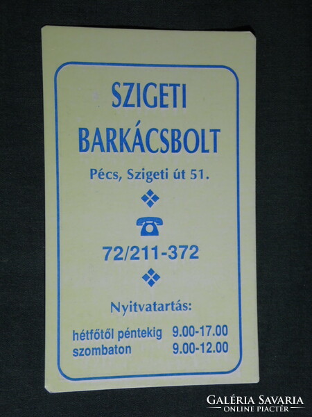 Kártyanaptár, Szigeti barkácsbolt, Pécs, 1996,   (5)